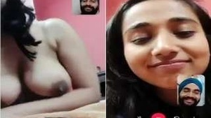 Pretty Panjabi Girl Shows Her Boobs to Lover on Video Call