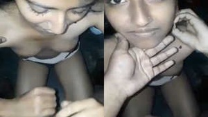 Pretty girl Desi gives a blowjob and fucks in a tight pussy