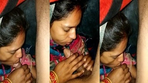 Desi Bhabhi gives a blowjob under the blanket