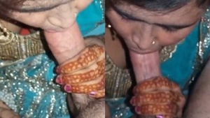 Newlywed wife giving a blowjob