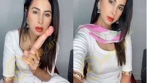 Horny Desi Model Sucking Dildo