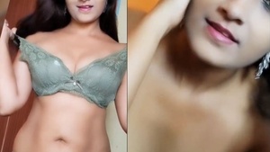 Beautiful indian bhabhi striptease selfie Video