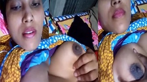 Bangladeshi wife shows off her big tits on camera for selfies