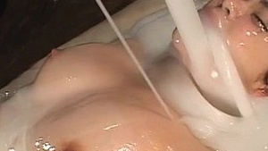 Japanese beauties in big bukkake porn