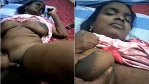 Girl with big tits pushing and jerking Loverboy