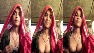 Sexy pretty wife shows her naked tits