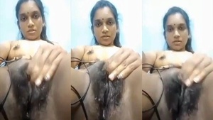 Tamil girl showing her hairy teen pussy on VC