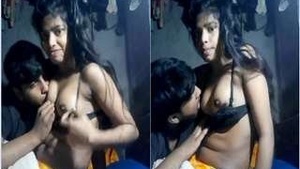 Sexy Indian Girl Sucking Lover's Breasts