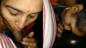 Exclusive video of a hot wife giving a blowjob and licking her pussy