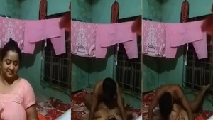 Big-breasted wife enjoys a steamy threesome with her roommate
