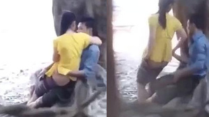 Asian cutie enjoys outdoor fucking and sucking in the park