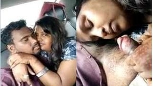 Exclusive Telugu girl enjoys giving her lover a blowjob in the car