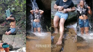 Public bath and Big Natural Boobs showing
