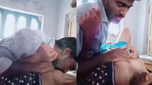 Marathi wife gives a blowjob to her colleague in front of him