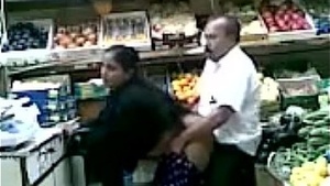 Mature couple has a quick sex in the supermarket