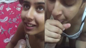 Desi Girlfriend Gives a Sensual Blowjob and Receives a Cumshot in Her Mouth