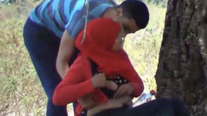 Arabic Couple Kiss and boob press outdoors