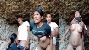 Outdoor sex with college friends from Desi village