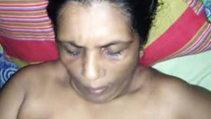 Aunt giving a handjob and having Cumshot On Breasts