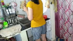 Desi Savitha fucked by her lover in the kitchen hard