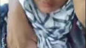 Desi hijab girl kissing and breast pressing