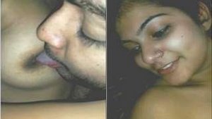 Desi Girlfriend Sucks Lovers Big Tits in Amateur Porn
