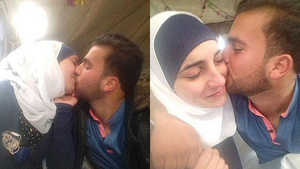 Arab girl in hijab pleasures herself with a boys toy