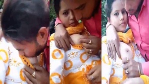 Indian babe with big breasts gives outdoor blowjob on popular online platform