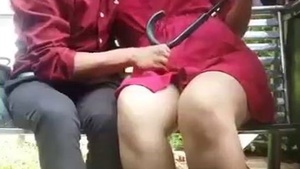 Beautiful teen girl blowjob her lover in the Park