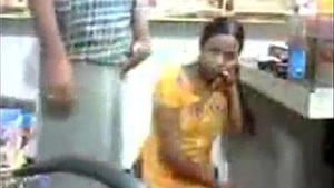Indian girl with tattoos has sex with her boss in the grocery store