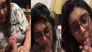 Wife with plump body gives her husband a blowjob in video