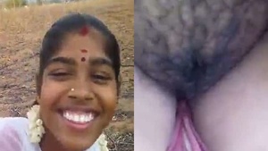 Amateur South Indian wife flaunts her hairy pussy in the open air