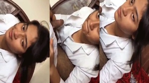 Busty college girl gets naughty with her friend in MMS video