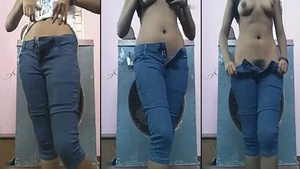 Young girl with hairy pussy strips naked for her boyfriend in a steamy video