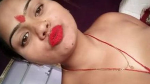Sexy Indian wife takes a full selfie and shows off her hairy wet pussy to her lover