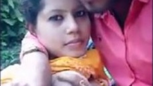 Cute college Girl Boob Sucking in park