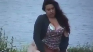 A plump babe indulges in outdoor sex and takes it deep in her tight ass