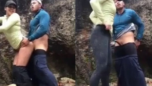 Outdoors fucking with a newbie on the hillside