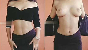 Desi babe strips and teases in her new dress