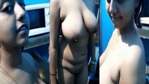 Nude selfies of a busty housewife in her bedroom