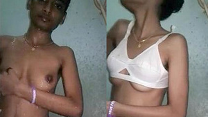 Cute Indian College Student Takes a Shower in Selfies
