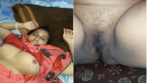 Desi wife lies in bed with legs spread widely and sex boob naked