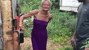 Alfresco Interracial Encircling Granny