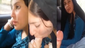 Beautiful girl loves sucking a big dick of her boyfriend in car