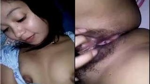 Exclusive Cute Girl Showing her Boobs Pussy licking and Fingering