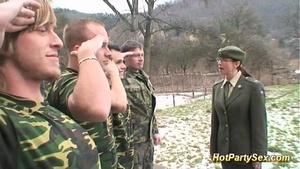 a military lady gets sperm from a soldier