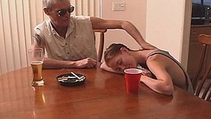 Tiny teenager gets daddy fucked