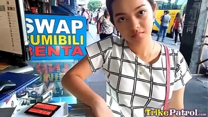 Cute Filipina with bubbly buttocks plays with her shaved pussy and gets fucked very hard in the ass