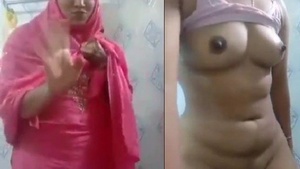 Unsatisfied horny Muslim girl striptease selfie