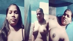 BD sexy busty girl showing her huge natural boobs and hairy pussy